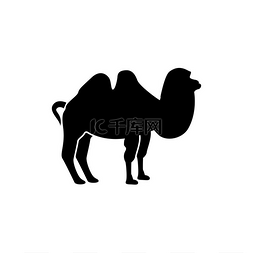 沙漠中行走的骆驼图片_骆驼是黑色图标。