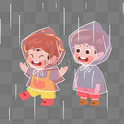 下雨孩子图片_孩子雨衣下雨