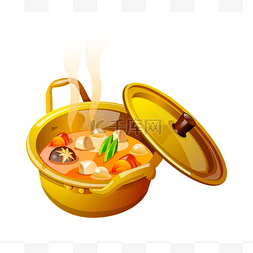 矢量煲汤锅图片_矢量图标汤在锅里