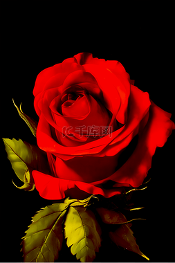 水墨画玫瑰花图片_红色的玫瑰