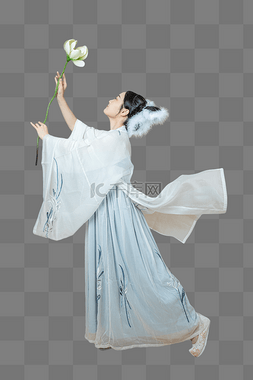 古代美女嫦娥图片_汉服国潮汉服美女室捧莲花