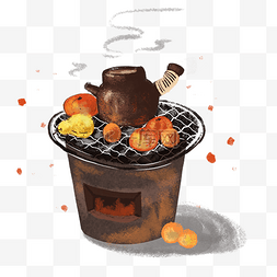 花生柿子图片_围炉煮茶