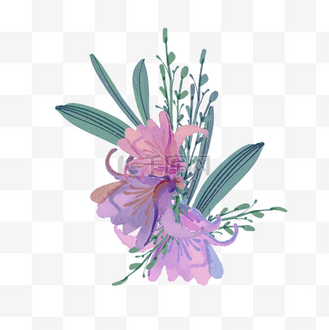 粉色盛开花朵卡通剪贴画