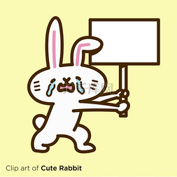 塔罗牌牌面图片_兔子动作举牌牌子哭白兔
