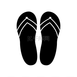 图标鞋子图片_沙滩拖鞋是黑色图标。