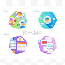 教育讲座讲座图片_材料设计图标设置为在线教育、 