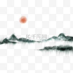 中国画边框图片_清明节水墨远山风景