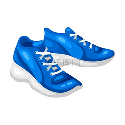 时尚健身图片_蓝色运动鞋的例证。