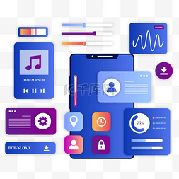数码手机图片_用户界面蓝紫色图标用户体验手机