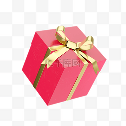 礼物盒子红色丝带图片_金色丝带红色礼盒春节新春年货节