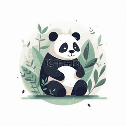 深褐色背景图片_小动物扁平设计熊猫可爱简约背景
