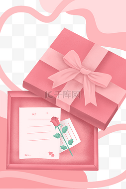 礼盒散花图片_母亲节礼盒信封粉色温馨浪漫礼物