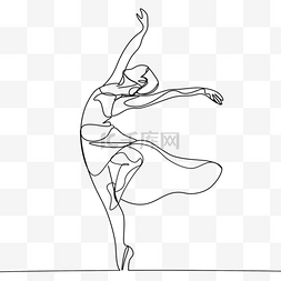 舞者跳舞图片_跳舞女人线条画长裙抽象