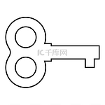 玩具钥匙缠绕使用形状复古缠绕器时钟机芯概念图标轮廓黑色矢量插图平面风格简单图像玩具钥匙缠绕使用形状复古缠绕器时钟机芯概念图标轮廓黑色