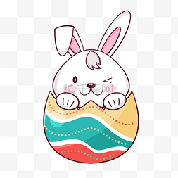 抱彩蛋的小兔子图片_彩色彩蛋后的复活节卡通可爱兔子