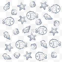 夏天图片_线描海洋生物底纹
