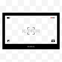 视频时间图片_黑色矩形镂空相机录制边框