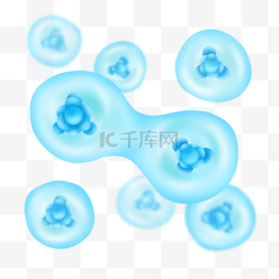 蓝色背景气泡图片_细胞分裂显微结构写实蓝色球体