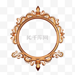 照镜子的男人图片_洛可可风格金色艺术相框背景
