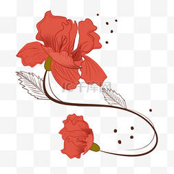 花卉植物抽象图片_花卉植物抽象线稿红色