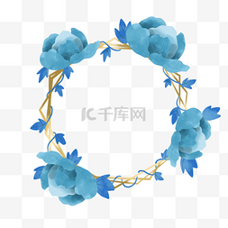 蓝色牡丹花图片_蓝色牡丹花植物婚礼边框