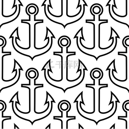主题船图片_复古黑色海洋锚在轮廓样式的白色