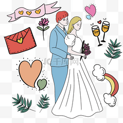 用来图片_甜蜜爱情卡通婚礼插画