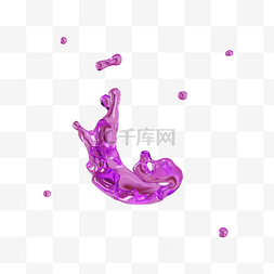 果汁紫色图片_3D飞溅紫色液体