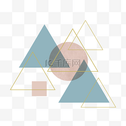 三角形模型图片_圆形三角形蓝色粉红色抽象