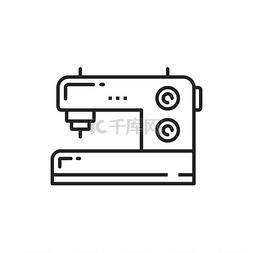 家庭用具图标图片_缝纫机矢量细线图标裁缝裁缝和针