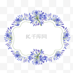 浅蓝色复古边框图片_非洲百子莲水彩花卉唯美边框