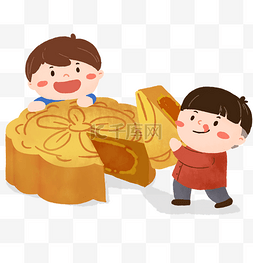 拿食物少女图片_中秋节小孩吃月饼