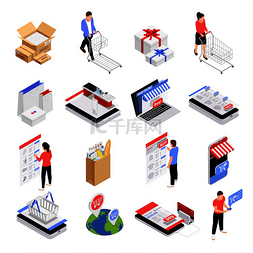 移动网络购物图片_移动购物图标设置与电子商务符号