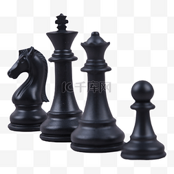 象棋棋盘国际象棋图片_四个黑色国际象棋简洁棋子