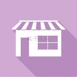 阴影白色图片_商店标志图解。紫色背景的长阴影