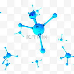 淡蓝色3D分子结构分布
