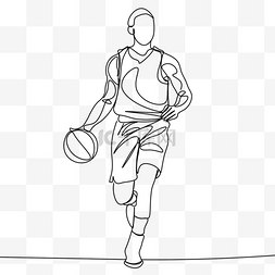 抽象线条画篮球少年