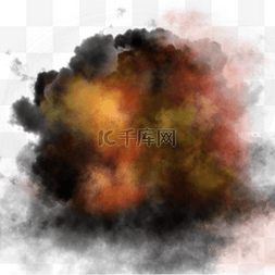 爆炸烟雾图片_浓烟爆炸抽象颗粒火焰
