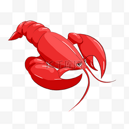 红色美食海鲜卡通小龙虾