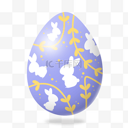 兔子复活节彩蛋图片_兔子树叶花纹复活节彩蛋