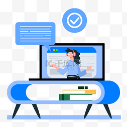 电脑主题图片_电脑网络客户支持插画