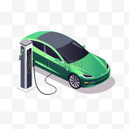 电车素材图片_新能源汽车充电服务交通工具