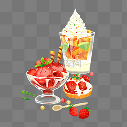夏天夏季冰淇淋西瓜草莓