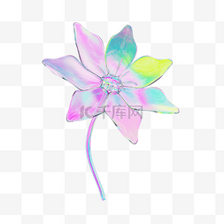 渐变彩色花朵图片_3D酸性花朵花束