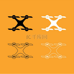 航空小图标图片_无人机设置黑白图标。