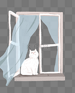 窗台猫咪窗帘