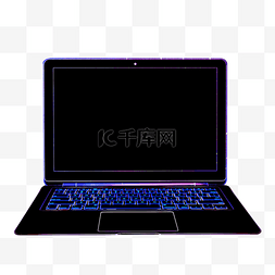 键盘蓝色图片_赛博朋克线条电脑