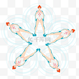 举手卡通图片_花样游泳运动员橙色卡通人物