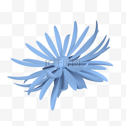 蓝色立体花朵图片_C4D蓝色立体彼岸花模型