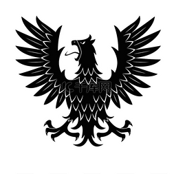 黑色纹章鸟符号代表中世纪风格化